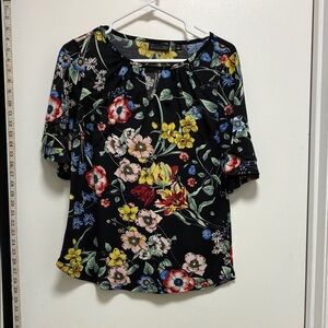 New York & Company Black Floral Blouse